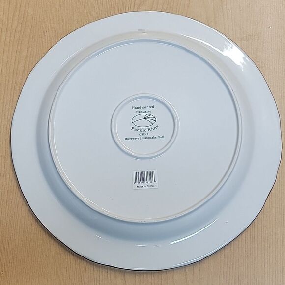 Pacific Rim Grape Plate Embossed Leaves Handpainted + 4 Cloth Placemats - Picture 3 of 9